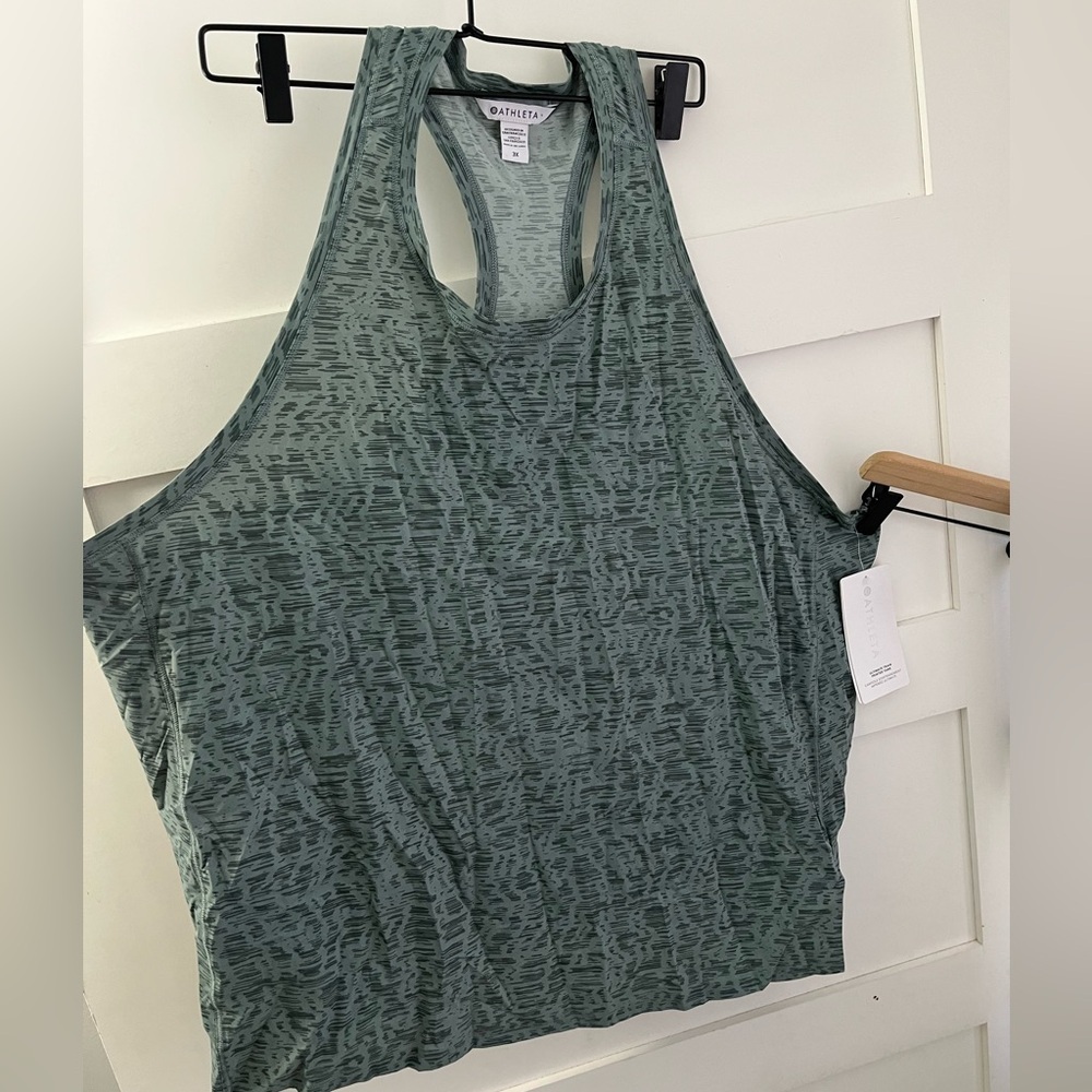 ATHLETA | NWT Ultimate Train Printed Racer Tank in Verve Seeweed (Green) sz 3X